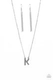 Leave Your Initials Silver K Necklace-Jewelry-Paparazzi Accessories-Ericka C Wise, $5 Jewelry Paparazzi accessories jewelry ericka champion wise elite consultant life of the party fashion fix lead and nickel free florida palm bay melbourne