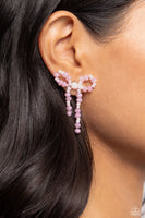 The Bow Must Go On Pink Earrings-Jewelry-Paparazzi Accessories-Ericka C Wise, $5 Jewelry Paparazzi accessories jewelry ericka champion wise elite consultant life of the party fashion fix lead and nickel free florida palm bay melbourne