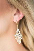 Cosmically Chic Gold Earrings-Jewelry-Paparazzi Accessories-Ericka C Wise, $5 Jewelry Paparazzi accessories jewelry ericka champion wise elite consultant life of the party fashion fix lead and nickel free florida palm bay melbourne