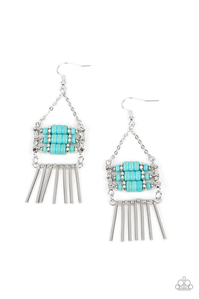 Tribal Tapestry Blue Earrings-Jewelry-Paparazzi Accessories-Ericka C Wise, $5 Jewelry Paparazzi accessories jewelry ericka champion wise elite consultant life of the party fashion fix lead and nickel free florida palm bay melbourne