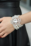 Rule the Room White Bracelet-Jewelry-Paparazzi Accessories-Ericka C Wise, $5 Jewelry Paparazzi accessories jewelry ericka champion wise elite consultant life of the party fashion fix lead and nickel free florida palm bay melbourne