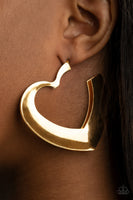 Heart-Racing Radiance Gold Earrings-Jewelry-Paparazzi Accessories-Ericka C Wise, $5 Jewelry Paparazzi accessories jewelry ericka champion wise elite consultant life of the party fashion fix lead and nickel free florida palm bay melbourne