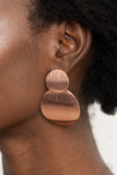 Here Today, Gong Tomorrow Copper Earrings-Jewelry-Paparazzi Accessories-Ericka C Wise, $5 Jewelry Paparazzi accessories jewelry ericka champion wise elite consultant life of the party fashion fix lead and nickel free florida palm bay melbourne