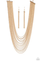 Cascading Chains Gold Necklace-Jewelry-Paparazzi Accessories-Ericka C Wise, $5 Jewelry Paparazzi accessories jewelry ericka champion wise elite consultant life of the party fashion fix lead and nickel free florida palm bay melbourne