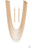 Cascading Chains Gold Necklace-Jewelry-Paparazzi Accessories-Ericka C Wise, $5 Jewelry Paparazzi accessories jewelry ericka champion wise elite consultant life of the party fashion fix lead and nickel free florida palm bay melbourne