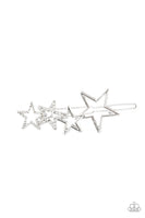 From Star To Finish White Hair Clip-Jewelry-Paparazzi Accessories-Ericka C Wise, $5 Jewelry Paparazzi accessories jewelry ericka champion wise elite consultant life of the party fashion fix lead and nickel free florida palm bay melbourne