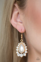 Regal Renewal Gold Earrings-Jewelry-Paparazzi Accessories-Ericka C Wise, $5 Jewelry Paparazzi accessories jewelry ericka champion wise elite consultant life of the party fashion fix lead and nickel free florida palm bay melbourne