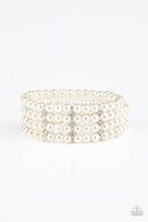 Stacked To The Top White Bracelet-Jewelry-Paparazzi Accessories-Ericka C Wise, $5 Jewelry Paparazzi accessories jewelry ericka champion wise elite consultant life of the party fashion fix lead and nickel free florida palm bay melbourne