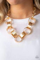 Big Hit Gold Necklace-Jewelry-Paparazzi Accessories-Ericka C Wise, $5 Jewelry Paparazzi accessories jewelry ericka champion wise elite consultant life of the party fashion fix lead and nickel free florida palm bay melbourne